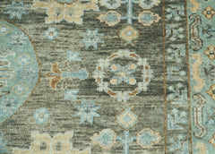 LoomBloom 9x12 Oriental Area Rug in Green Traditional Oushak Wool Hand Knotted