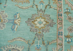 LoomBloom 9x12 Oriental Area Rug in Aqua Traditional Oushak Wool Hand Knotted