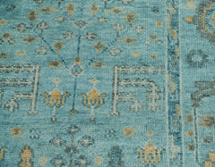 LoomBloom 9x12 Oriental Area Rug in Aqua Traditional Oushak Wool Hand Knotted