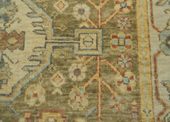 LoomBloom 8x10 Oriental Area Rug in Green Traditional Oushak Wool Hand Knotted