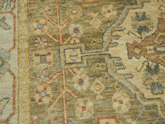 LoomBloom 8x10 Oriental Area Rug in Green Traditional Oushak Wool Hand Knotted