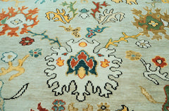 LoomBloom 9x12 Oriental Area Rug in Mint Arts & Crafts Oushak Wool Hand Knotted