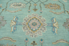 LoomBloom 9x12 Oriental Area Rug in Aqua Traditional Oushak Wool Hand Knotted