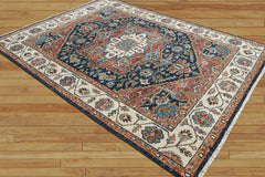 LoomBloom Multi Size Traditional Oushak Wool Oriental Area Rug in Navy