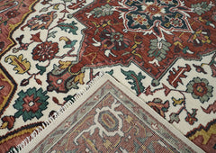 10x14 Rust, Ivory, Gold Color Hand Knotted Oushak Wool Oriental Rug