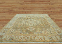 LoomBloom 8x10 Oriental Area Rug in Green Traditional Oushak Wool Hand Knotted