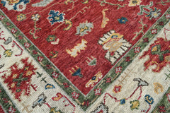 8x10 Coral, Beige, Green Color Hand Knotted Oushak Wool Arts & Crafts/Mission Oriental Rug