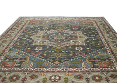 12x15 Slate, Gray, Ivory Color Hand Knotted Oushak Wool Oriental Rug