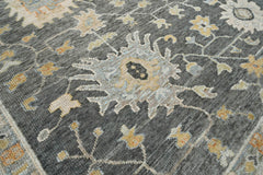 8x10 Graphite, Beige, Gold Color Hand Knotted Oushak Wool Traditional Oriental Rug