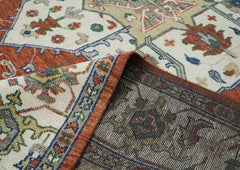 12x15 Burnt Orange, Ivory, Navy Color Hand Knotted Oushak Wool Oriental Rug