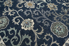 9x12 Blue, Ivory, Aqua Color Hand Knotted Oushak Wool Transitional Oriental Rug