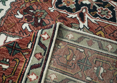 12x15 Rose, Ivory, Brown Color Hand Knotted Oushak Wool Oriental Rug