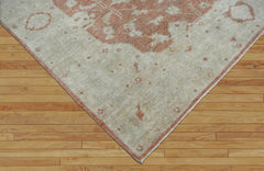 9x12 Peach, Beige, Gray Color Hand Knotted Oushak Wool Traditional Oriental Rug