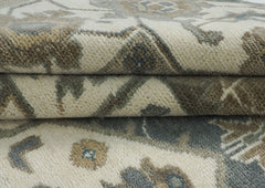 12x15 Slate, Ivory, Beige Color Hand Knotted Oushak Wool Oriental Rug
