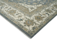 12x15 Slate, Ivory, Beige Color Hand Knotted Oushak Wool Oriental Rug