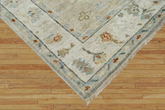 8x10 Beige, Ivory, Slate Color Hand Knotted Oushak Wool Traditional Oriental Rug