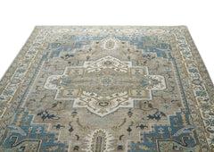 10x14 Beige, Ivory, Blue Color Hand Knotted Oushak Wool Oriental Rug