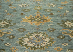 12x15 Seledon, Beige, Lime Color Hand Knotted Oushak Wool Transitional Oriental Rug