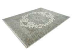12x15 Gray, Ivory, Taupe Color Hand Knotted Oushak Wool Oriental Rug