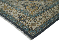 12x15 Blue, Gray, Beige Color Hand Knotted Oushak Wool Oriental Rug