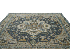 12x15 Blue, Gray, Beige Color Hand Knotted Oushak Wool Oriental Rug