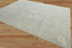 Multi Size Slate Gray Beige Color Hand Knotted Oushak 100% Wool Traditional Oriental Rug