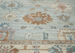 9x12 Blue, Beige, Brown Color Hand Knotted Oushak Wool Arts and Crafts Oriental Rug