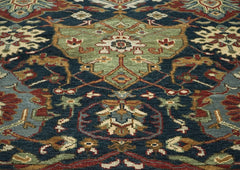 9x12 Teal, Gold, Burnt Orange Color Hand Knotted Oushak Wool Arts and Crafts Oriental Rug