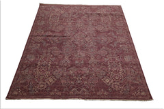 8x10 Transitional Oriental Rug, Hand Knotted in Burgundy 100% Wool