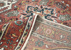 9x12 Rose, Rust, Ivory Color Hand Knotted Oushak Wool Oriental Rug