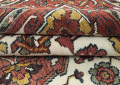 9x12 Rose, Rust, Ivory Color Hand Knotted Oushak Wool Oriental Rug
