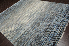 8x10 Beige, Aqua, Black Color Hand Knotted Grass 100% Wool Modern Oriental Rug