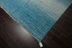 9x12 Aqua, Beige, Gray Color Hand Knotted Grass 100% Wool Modern Oriental Rug