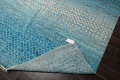 9x12 Aqua, Beige, Gray Color Hand Knotted Grass 100% Wool Modern Oriental Rug