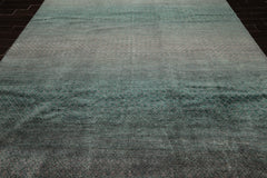9x12 Gray, Turquoise, Color Hand Knotted Grass 100% Wool Modern Oriental Rug