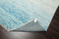8x10 Ivory, Aqua, Color Hand Knotted Grass 100% Wool Modern Oriental Rug