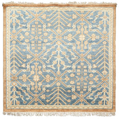 Multi Size Aqua, Beige Hand Knotted 100% Wool Oushak Transitional Oriental Area Rug