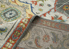 9x12 Gray, Burnt Orange, Lime Color Hand Knotted Oushak Wool Oriental Rug