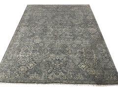 8x10 Transitional Oriental Rug, Hand Knotted in Green 100% Wool