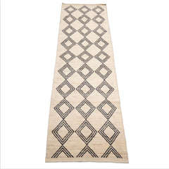 LoomBloom Ivory 3'4''x13'2" Afghan Moroccan Modern Contemporary Tribal Hand Knotted Wool Oriental Area Rug