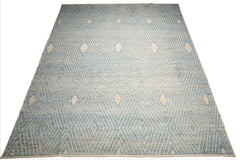 LoomBloom Blue 12'6''x17'11" Afghan Moroccan Modern Contemporary Tribal Hand Knotted Wool Oriental Area Rug