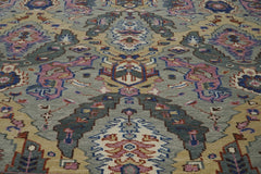 9x12 Gray, Tan, Rose Color Hand Knotted Oushak Wool Arts and Crafts Oriental Rug