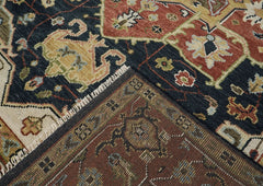 9x12 Blue, Burnt Orange, Ivory Color Hand Knotted Oushak Wool Oriental Rug