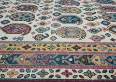 9x12 Gray, Ivory, Rose Color Hand Knotted Oushak Wool Traditional Oriental Rug