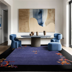 Multi Size Vase Blue Area Rug by LoomBloom Hand Tufted Transitional Chinese Art Deco in New Zealand Wool