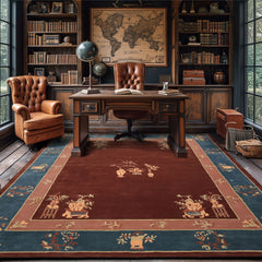 Multi Size Vase Brown Area Rug by LoomBloom Hand Tufted Transitional Chinese Art Deco in New Zealand Wool