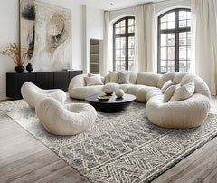 Hand Tufted Transitional Geometric Wool Oriental Rug in Black Multi Sizes by LoomBloom