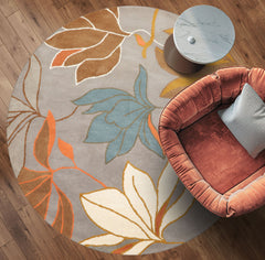 Multi Sizes Hand Tufted Gray Floral Wool Oriental Area Rug by LoomBloom Contemporary Design