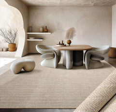 100% New Zealand Wool LoomBloom Beige Hand Tufted Berber Rug Multi Size Contemporary Herringbone Design