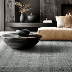 Multi Size Celadon Wool Plaid Flatweave Modern Rug by LoomBloom Hand Woven Oriental Style